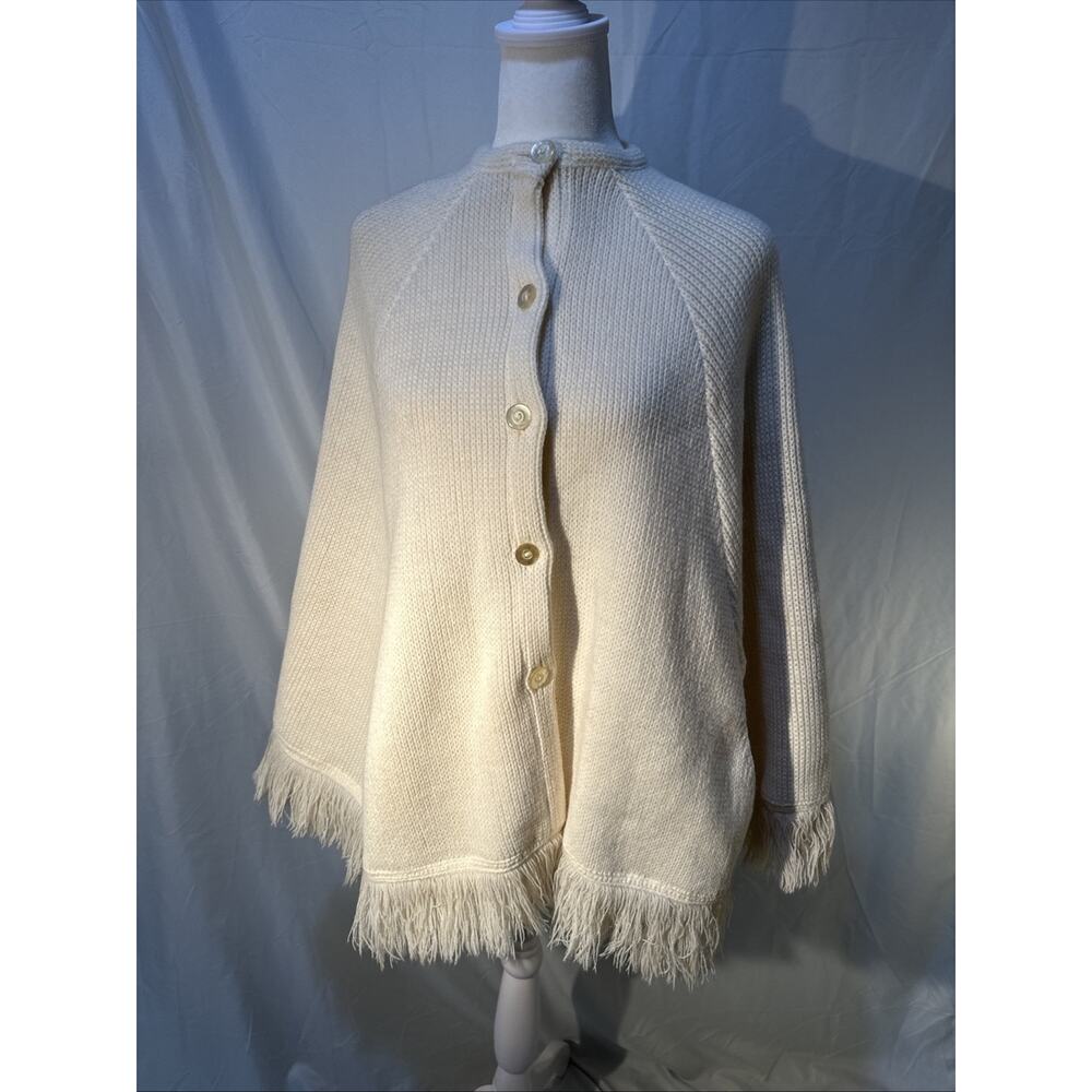 Vintage 1970s Carol Brent Fringe Cape Poncho Women’s Small Montgomery Ward Boho